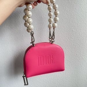 Dior makeup bag DIY with double pearl straps